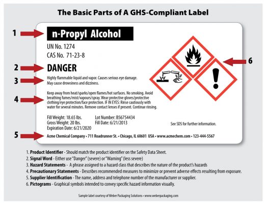 Weber Epson Sample GHS label n propyl