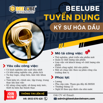 Beelube Việt Nam tuyển dụng Kỹ Sư Hóa Dầu