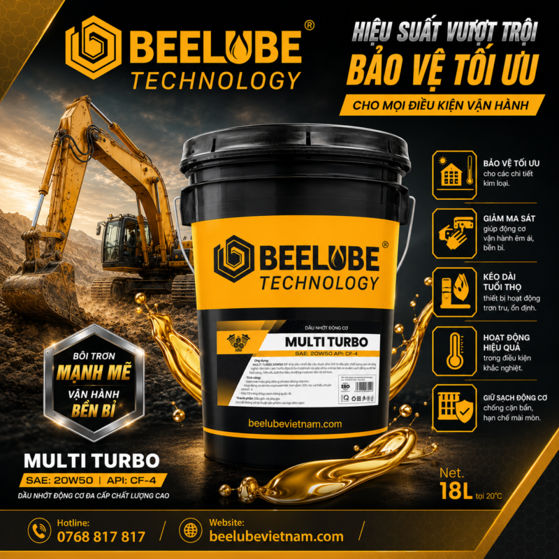 BEELUBE MULTI TURBO 20W50 API CF-4 – DẦU NHỚT ĐỘNG CƠ DIESEL HIỆU SUẤT CAO 2805